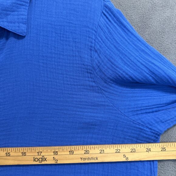 J. Crew Gauze Button Down Beach Tunic Womens Size XL Blue Resort Swim Cover Up - Picture 5 of 7